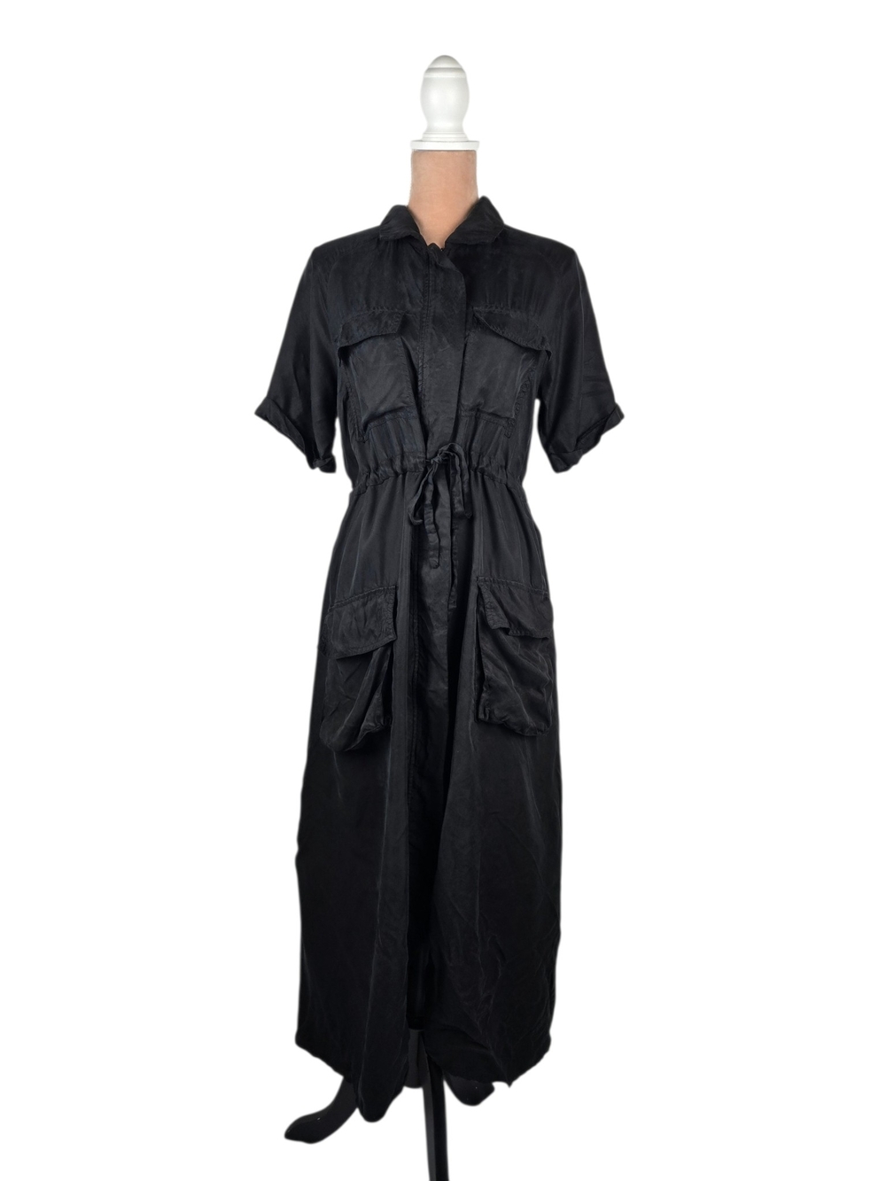 Miou Muse Utility Maxi Shirt Dress Black Size Medium